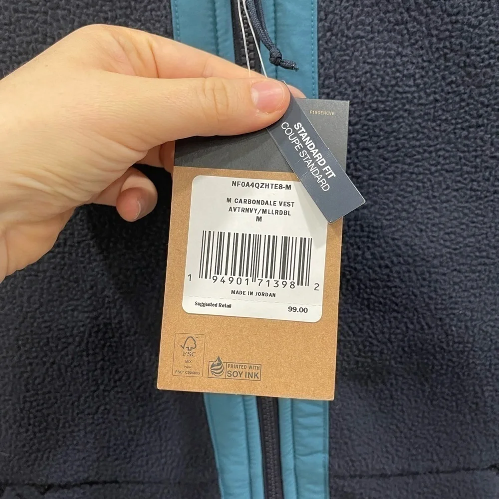 The North Face Men’s Carbondale Vest Full Zip Aviator Navy Mallard Blue Medium